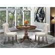 Pemberly Row Traditional 3-piece Wood Dining Set in Mahogany/Doeskin