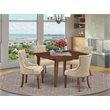 Pemberly Row Traditional 5-piece Wood Dining Set in Mahogany/Doeskin