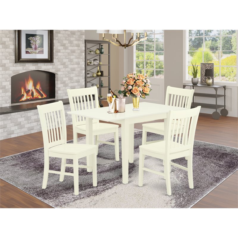 Pemberly Row 5-piece Wood Table and Dining Chairs in Linen White