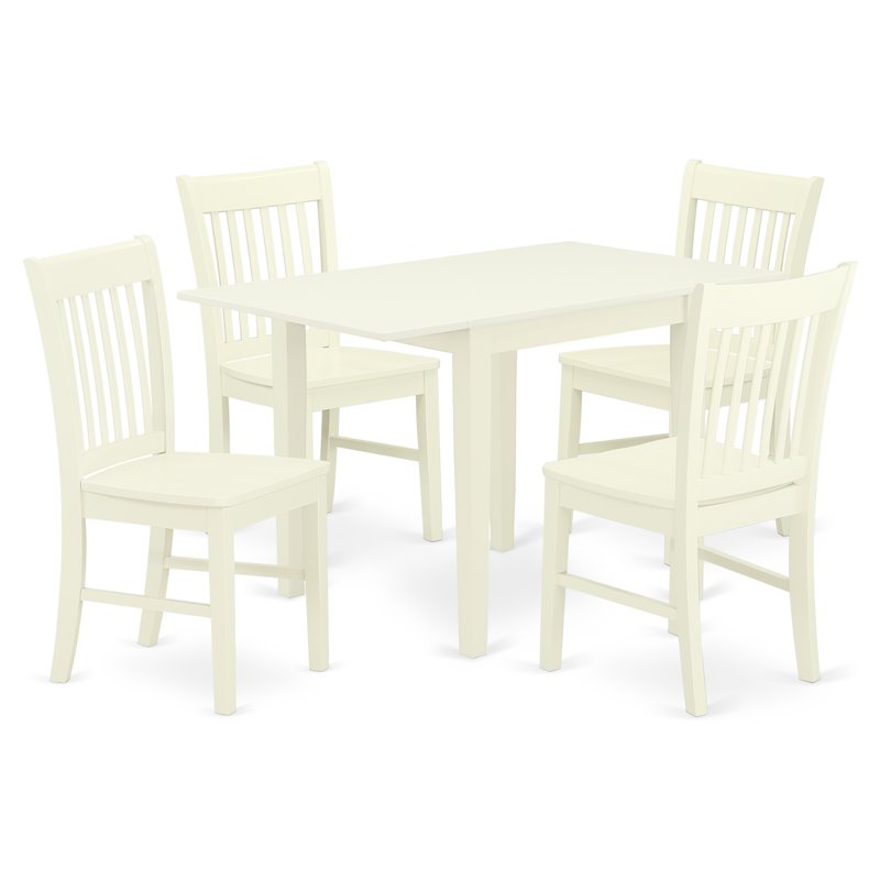Pemberly Row 5-piece Wood Table and Dining Chairs in Linen White