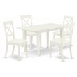 Pemberly Row Traditional 5-piece Wood Dining Table Set in Linen White
