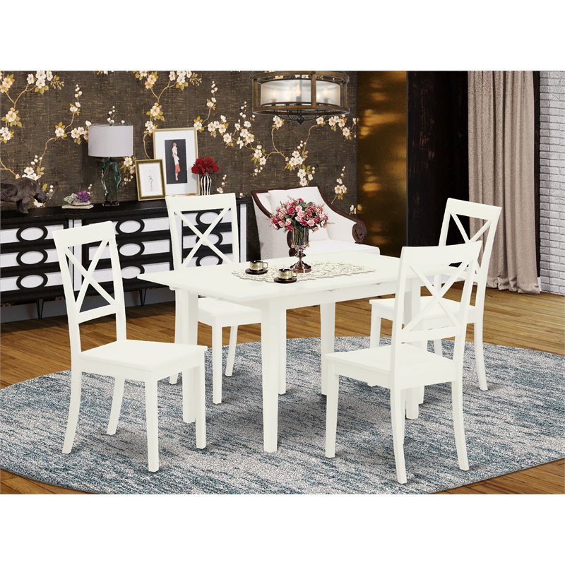 Pemberly Row 5-piece Wood Dining Set with X-Back Chairs in White