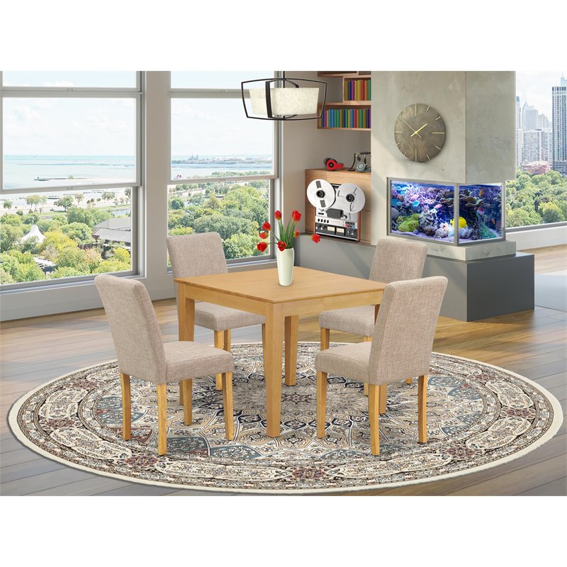 Pemberly Row Traditional 5-piece Wood Dining Set in Oak/Light Fawn