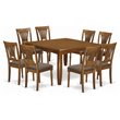 Pemberly Row Traditional 9-piece Dining Set with Fabric Chairs in Brown