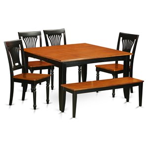Pemberly Row Traditional 6-piece Wood Dinette Table Set in Black/Cherry