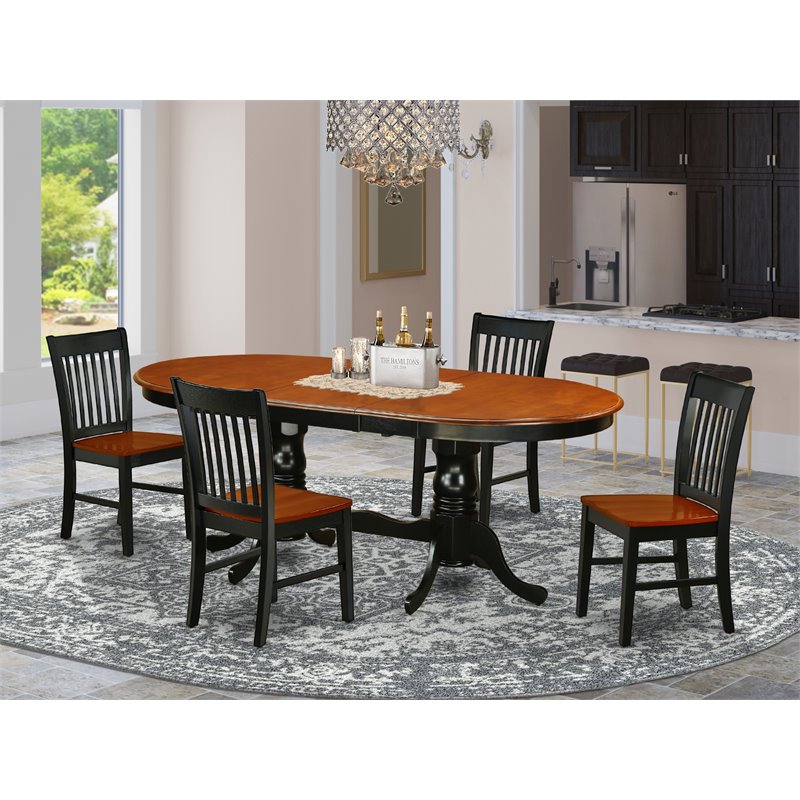 Pemberly Row Traditional 5-piece Wood Dining Room Set in Black/Cherry