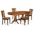 Pemberly Row 5-piece Wood Dining Set with Linen Seat in Brown