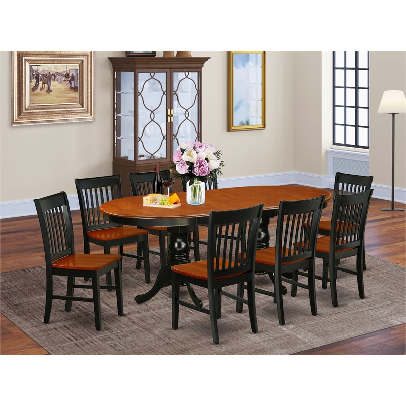 Pemberly Row 9-piece Wood Table and Dining Chair Set in Black