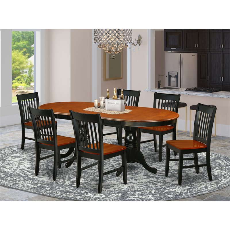 Pemberly Row Traditional 7-piece Wood Kitchen Set in Black/Cherry