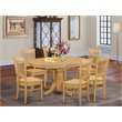 Pemberly Row Traditional 7-piece Dining Set with Wood Seat in Oak