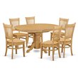 Pemberly Row Traditional 7-piece Dining Set with Wood Seat in Oak