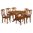 Pemberly Row Traditional 7-piece Wood Dining Set in Saddle Brown