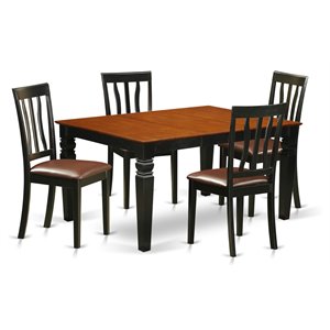 Pemberly Row Traditional 5-piece Wood Dinette Set in Black/Cherry