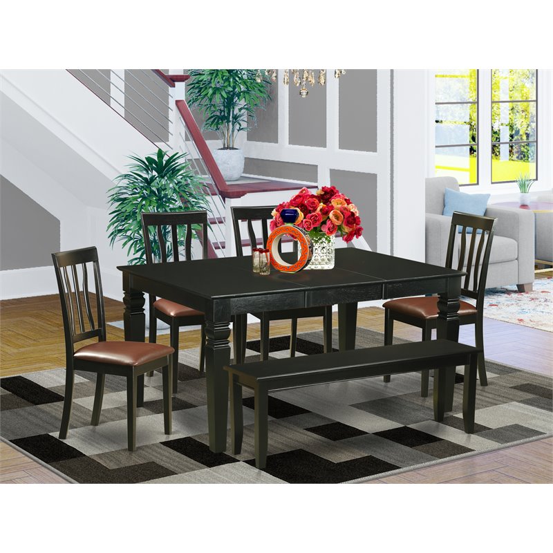 Pemberly Row 6-piece Traditional Wood Kitchen Set in Black Finish