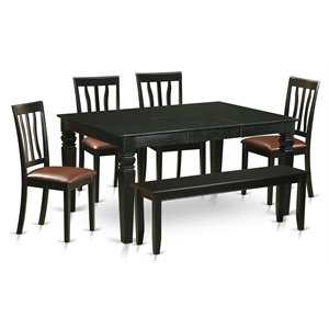 Pemberly Row 6-piece Traditional Wood Kitchen Set in Black Finish