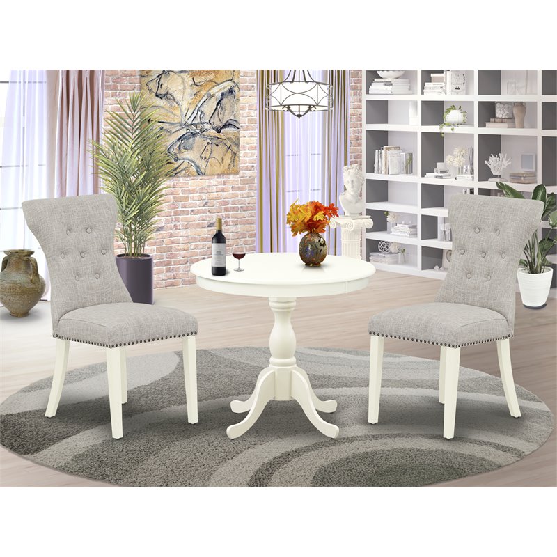 Pemberly Row 3-piece Wood Table and Dining Chairs in Linen White