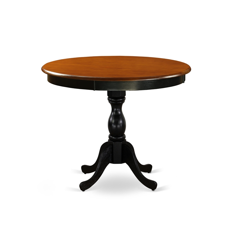 Pemberly Row Kitchen Table and 2 Linen Fabric Dining Chairs - Black Finish