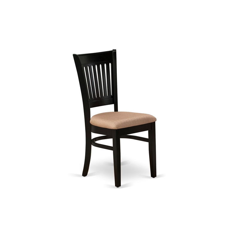 Pemberly Row Kitchen Table and 2 Linen Fabric Dining Chairs - Black Finish