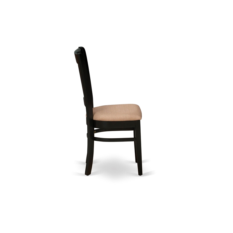 Pemberly Row Kitchen Table and 2 Linen Fabric Dining Chairs - Black Finish