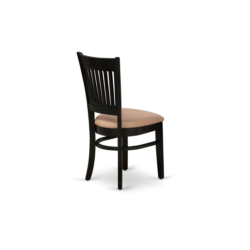 Pemberly Row Kitchen Table and 2 Linen Fabric Dining Chairs - Black Finish