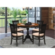 Pemberly Row Dinner Table and 4 Linen Fabric Kitchen Chairs - Black Finish
