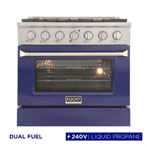 Pemberly Row 36&quot 5.2 cu. ft Blue Dual Fuel Range for Natural Gas Sealed Burners
