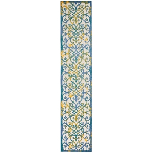 Pemberly Row Contemporary 2'3&quotx10' Ivory Blue Indoor/Outdoor Rug