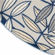 Pemberly Row 4' Round Ivory Navy Fabric Tropical Area Rug (4' Round)