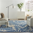 Pemberly Row 6'x9' Navy Blue and White Fabric Tropical Area Rug (6'x9')