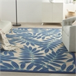 Pemberly Row 6'x9' Navy Blue and White Fabric Tropical Area Rug (6'x9')