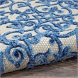 Pemberly Row Contemporary 2'x6' Gray/Blue Indoor/Outdoor Rug