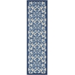 Pemberly Row Contemporary 2'x6' Gray/Blue Indoor/Outdoor Rug
