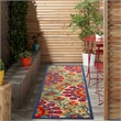 Pemberly Row Contemporary 2'x6' Red/Multi Indoor/Outdoor Rug