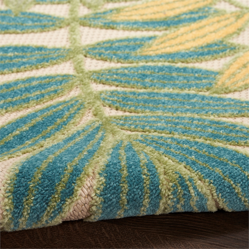 Pemberly Row 9'x12' Green Multicolor Fabric Outdoor Area Rug (9'x12')