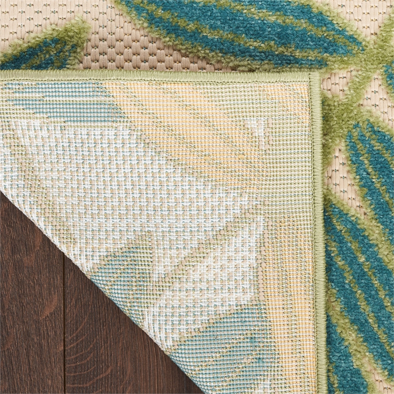 Pemberly Row 9'x12' Green Multicolor Fabric Outdoor Area Rug (9'x12')