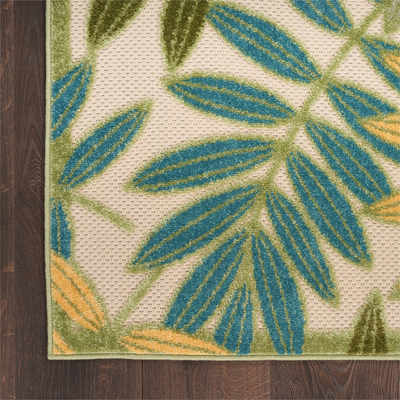 Pemberly Row 9'x12' Green Multicolor Fabric Outdoor Area Rug (9'x12')