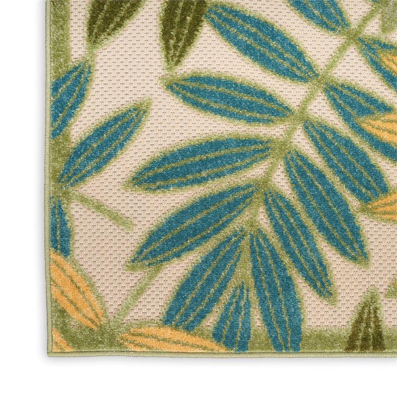 Pemberly Row 10'x14' Green Multicolor Fabric Outdoor Area Rug (10'x14')
