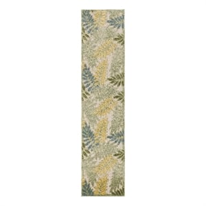 Pemberly Row 6' Runner Green Multicolor Fabric Outdoor Area Rug (6' Runner)