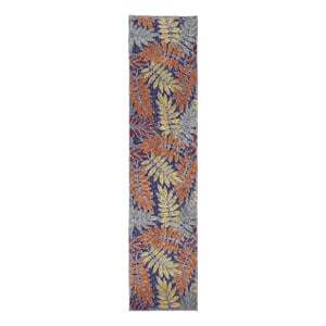 Pemberly Row 24x72&quot Polypropylene Fabric Area Rug in Blue//Navy/Multicolor