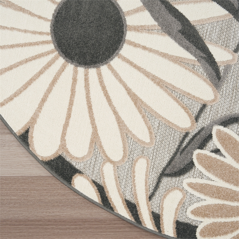 Pemberly Row Modern / Contemporary 5' Round Beige Fabric Area Rug