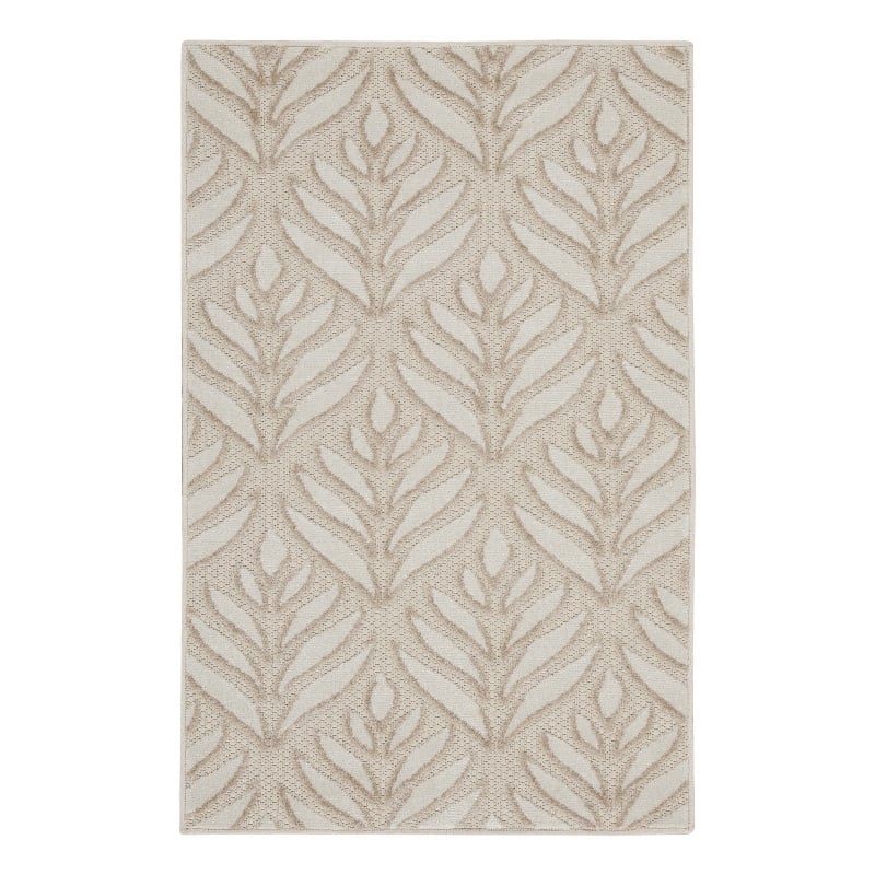Pemberly Row Contemporary 3'x4' Ivory Gray Fabric Tropical Area Rug