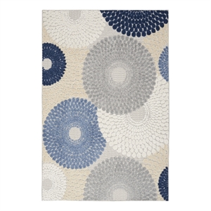 Pemberly Row 63&quotx89&quot Polypropylene Fabric Rug in Blue/Gray Finish