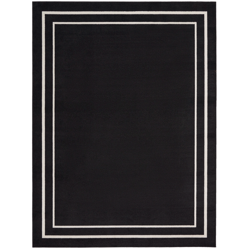 Pemberly Row 8'x10' Black Ivory Contemporary Indoor/Outdoor Rug