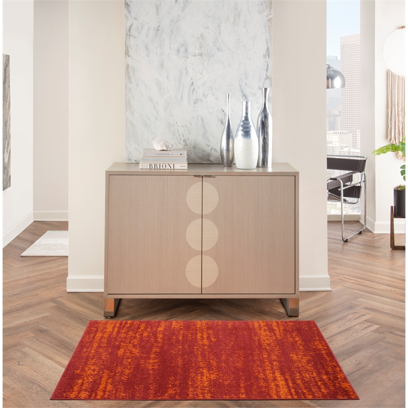 Pemberly Row Modern / Contemporary 3'x5' Red Indoor/Outdoor Rug