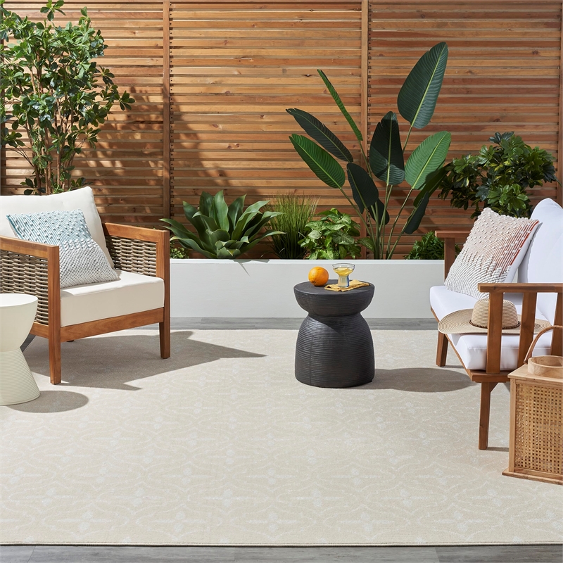 Pemberly Row Contemporary Home 6'x9' Fabric Beige Ivory Area Rug