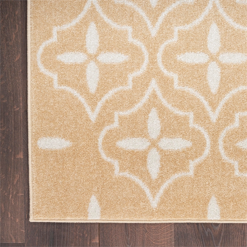 Pemberly Row Contemporary Home 6'x9' Fabric Beige Ivory Area Rug