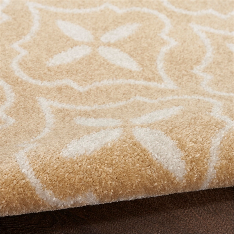 Pemberly Row Contemporary Home 6'x9' Fabric Beige Ivory Area Rug