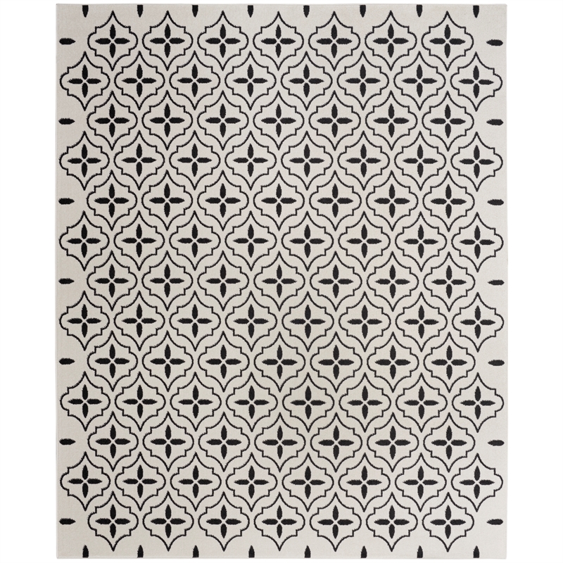 Pemberly Row Contemporary Home 6'x9' Fabric Ivory Black Area Rug