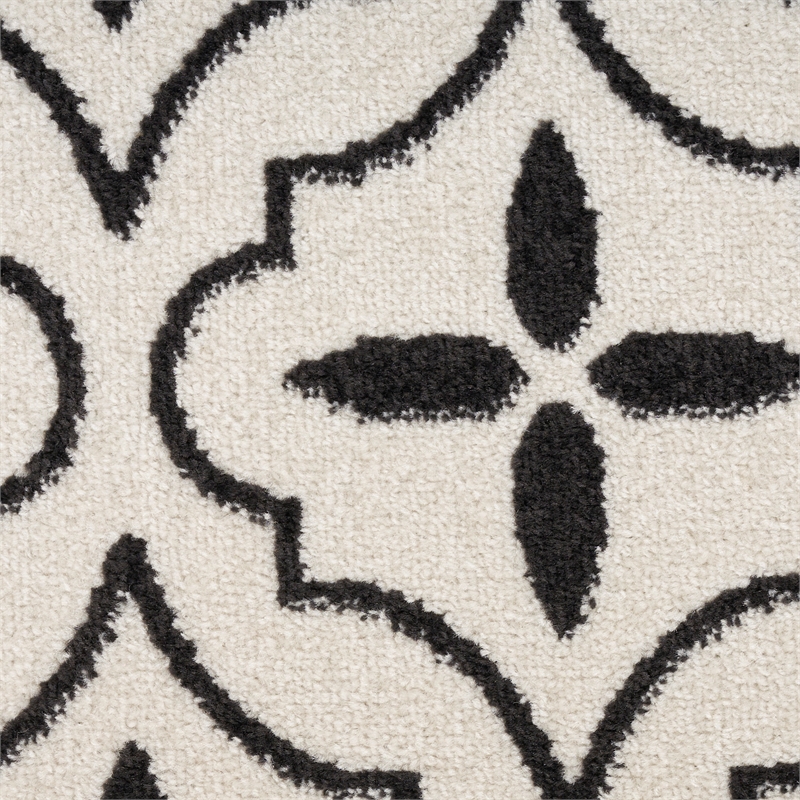 Pemberly Row Contemporary Home 6'x9' Fabric Ivory Black Area Rug