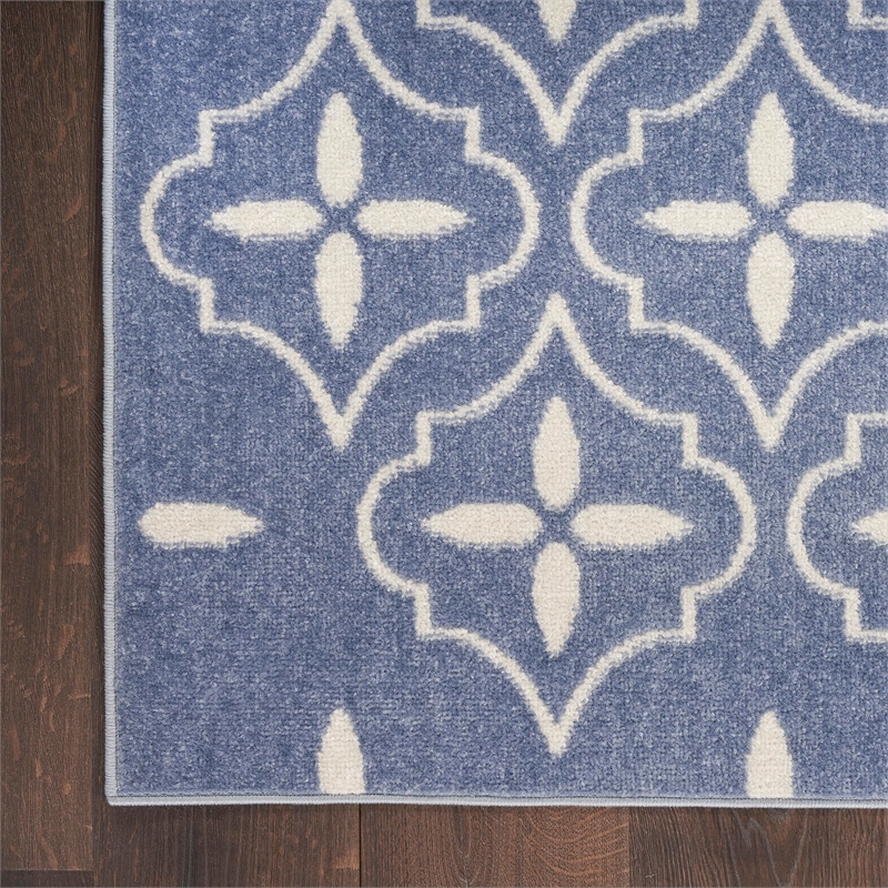 Pemberly Row Contemporary Home 6'x9' Fabric Blue Ivory Area Rug